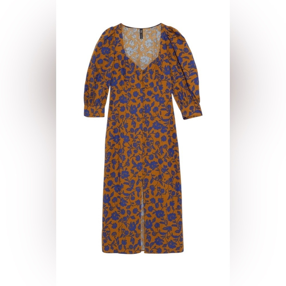 Zara Poplin long floral midi skirt dress - Picture 8 of 17